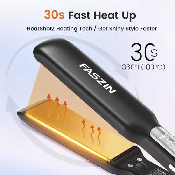 75% Limited Time Off on Professional Hair Straightener, 1.65inch Wide-Plate, Titanium Negative Ion Flat Iron, 30s Rapid Heating - Image 4