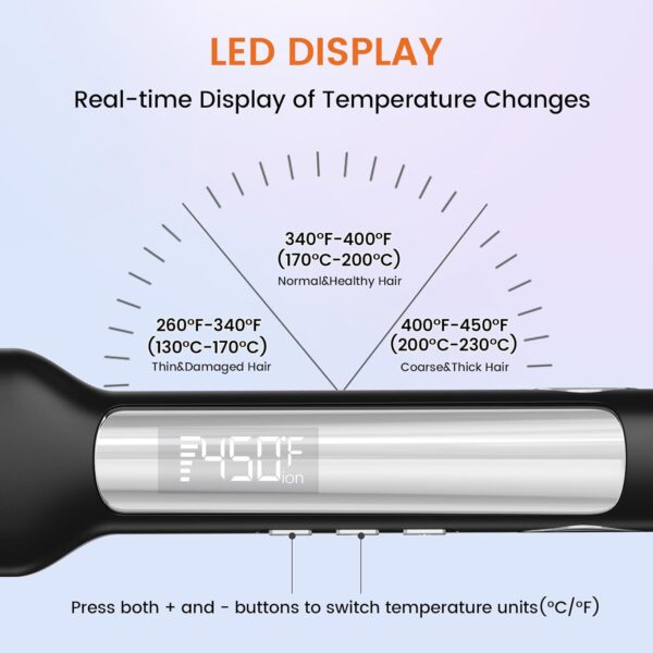 75% Limited Time Off on Professional Hair Straightener, 1.65inch Wide-Plate, Titanium Negative Ion Flat Iron, 30s Rapid Heating - Image 5