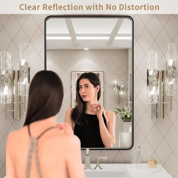 50% Spring Deal On LOAAO 20X30 Inch Black Metal Framed Bathroom Mirror - Image 2
