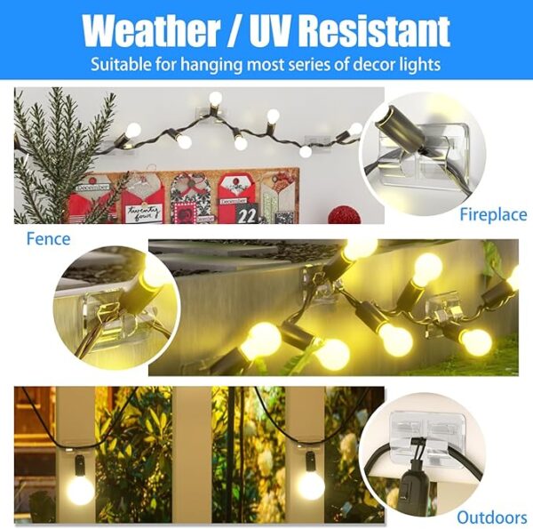 50% Off on Hooks for Outdoor String Lights Clips: 25Pcs Heavy Duty Cable Clips with Waterproof Adhesive Strips for Light - Image 3