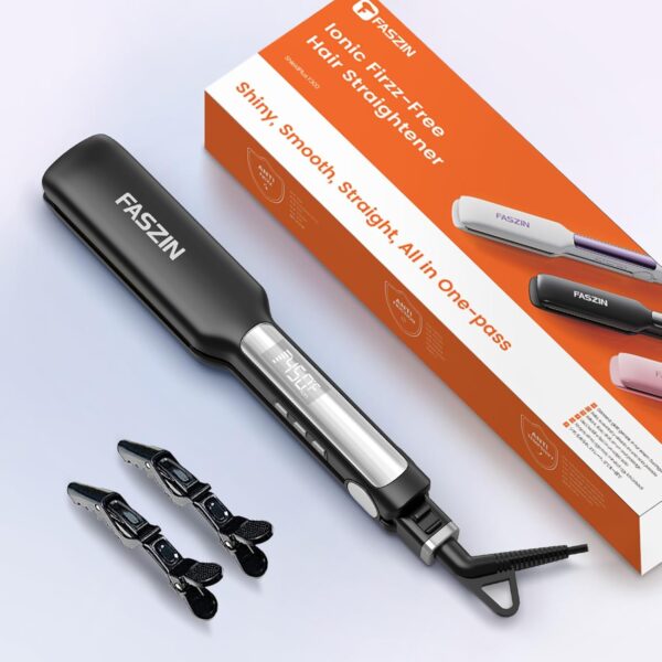 75% Limited Time Off on Professional Hair Straightener, 1.65inch Wide-Plate, Titanium Negative Ion Flat Iron, 30s Rapid Heating - Image 3