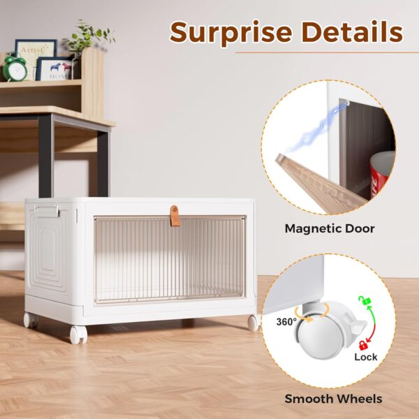 48% Limited Time Off On 4 Tier Storage Bins with Lids, 23QT Stackable Closet Organizers and Storage with Wheels - Image 4