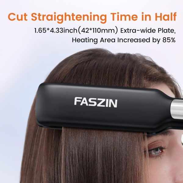 75% Limited Time Off on Professional Hair Straightener, 1.65inch Wide-Plate, Titanium Negative Ion Flat Iron, 30s Rapid Heating - Image 9