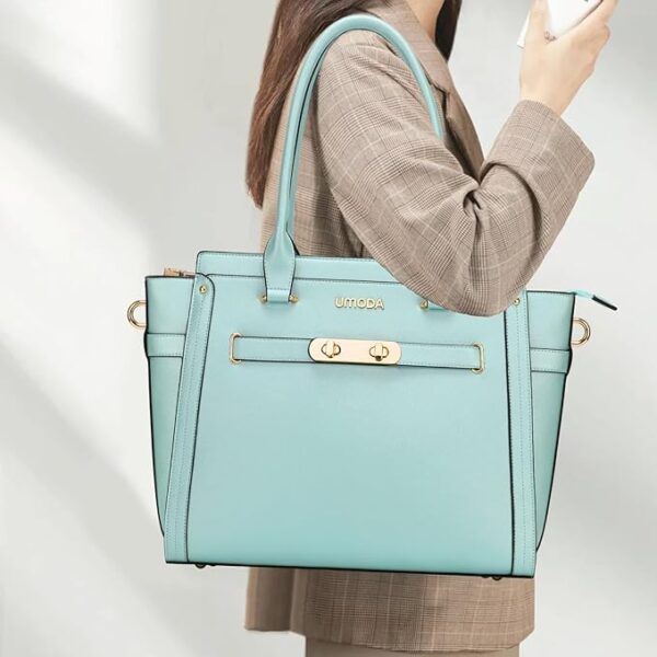 Limited 50% off with code 50DX6D1V on Laptop Bag for Women,15.6 Inch Multi Pocket Padded Tote Bags - Image 8