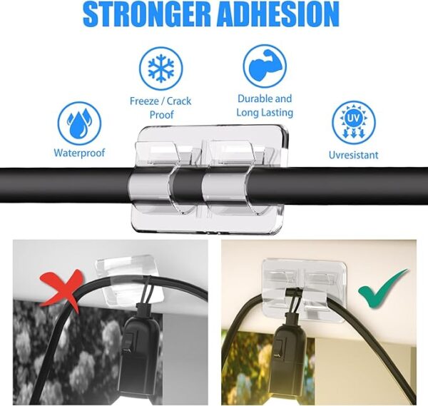 50% Off on Hooks for Outdoor String Lights Clips: 25Pcs Heavy Duty Cable Clips with Waterproof Adhesive Strips for Light - Image 2