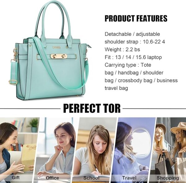 Limited 50% off with code 50DX6D1V on Laptop Bag for Women,15.6 Inch Multi Pocket Padded Tote Bags - Image 3
