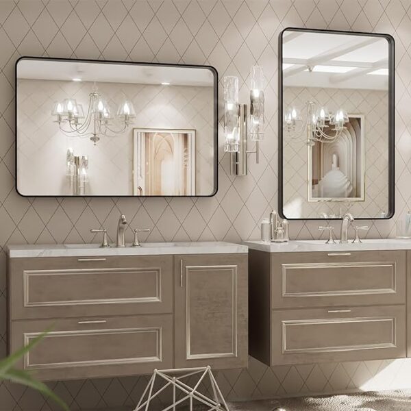 50% Spring Deal On LOAAO 20X30 Inch Black Metal Framed Bathroom Mirror - Image 3