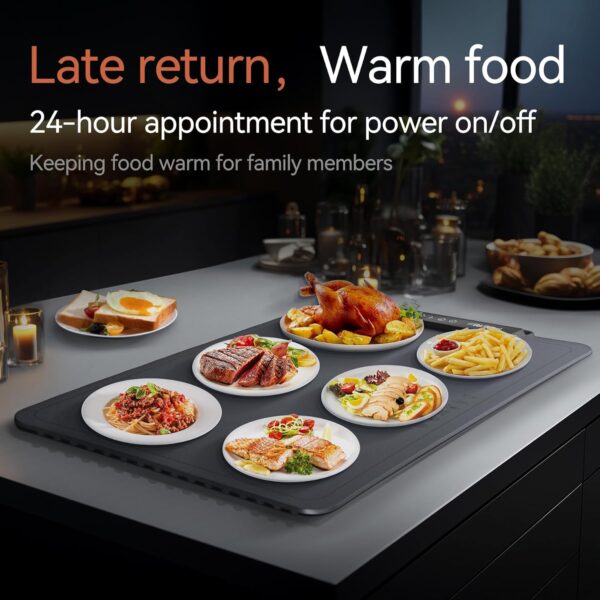 40% OFF ON Portable Electric Warming Tray, Food Warming Mat with Adjustable Temperature, Silicone Foldable Food Warmer Fast Heating Mat - Image 2