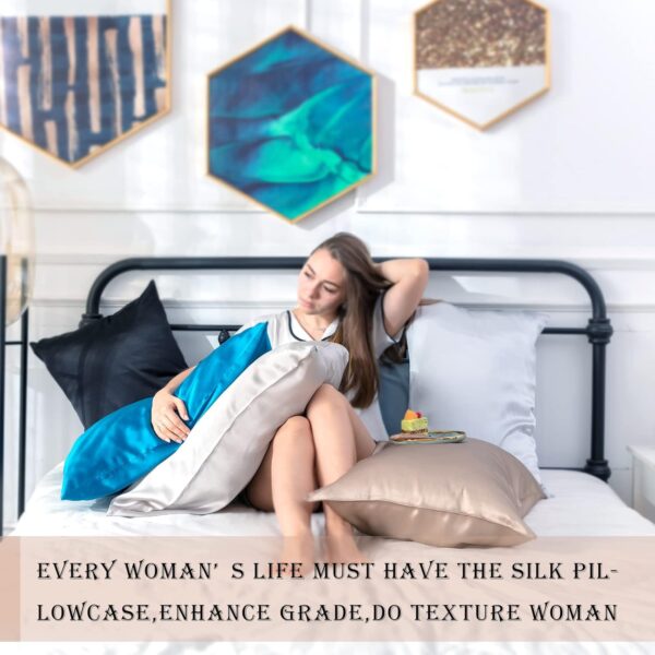 40% Limited Time Off on Natural Mulberry Silk Pillowcase for Hair and Skin Queen Size 20"X30" Silk Pillow Case - Image 2