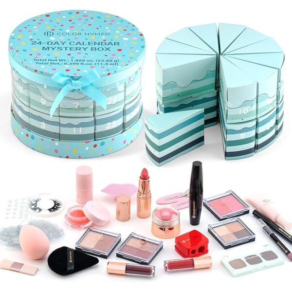 42% OFF on Color Nymph Makeup Advent Calendar, 24 Days Advent Calendar Valentines Day Birthday Makeup Gift Sets for Beauty Cosmetics Kit For Teens Girlfriend Daughters Surprise Holiday Gift Mint Green