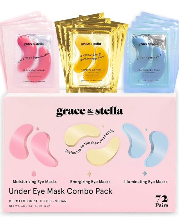 55% OFF on Under Eye Mask - Reduce Dark Circles, Puffy Eyes, Undereye Bags, Wrinkles - Gel Under Eye Patches, Vegan Cruelty-Free Self Care by grace and stella