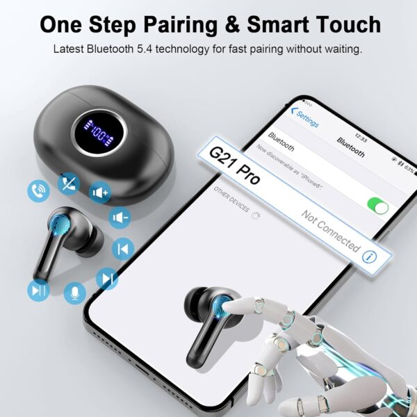 88% Limited Time Off on Wireless Earbuds, 2025 Bluetooth 5.4 Headphones Hi-Fi Stereo 3D Bass Ear Buds - Image 2