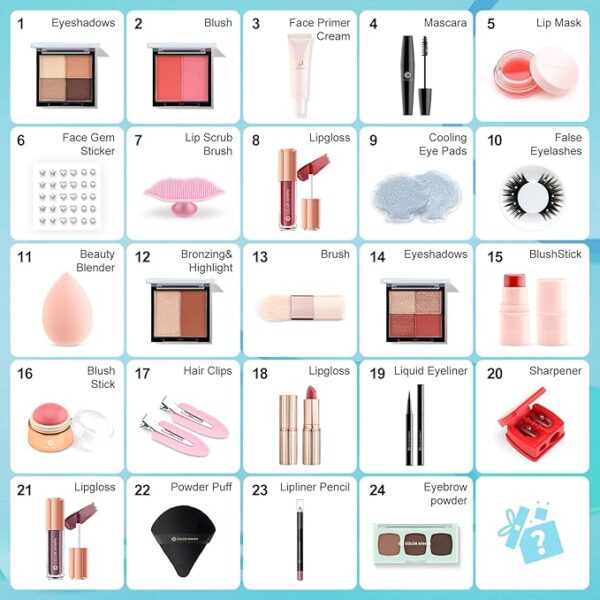 42% OFF on Color Nymph Makeup Advent Calendar, 24 Days Advent Calendar Valentines Day Birthday Makeup Gift Sets for Beauty Cosmetics Kit For Teens Girlfriend Daughters Surprise Holiday Gift Mint Green - Image 6