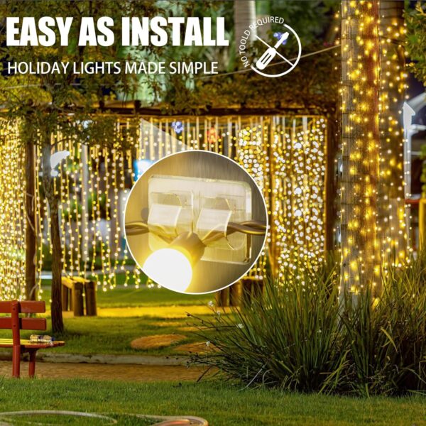 50% Off on Hooks for Outdoor String Lights Clips: 25Pcs Heavy Duty Cable Clips with Waterproof Adhesive Strips for Light - Image 4