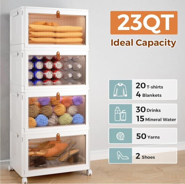 48% Limited Time Off On 4 Tier Storage Bins with Lids, 23QT Stackable Closet Organizers and Storage with Wheels - Image 5