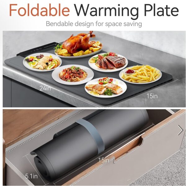 40% OFF ON Portable Electric Warming Tray, Food Warming Mat with Adjustable Temperature, Silicone Foldable Food Warmer Fast Heating Mat - Image 8