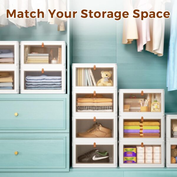48% Limited Time Off On 4 Tier Storage Bins with Lids, 23QT Stackable Closet Organizers and Storage with Wheels - Image 3