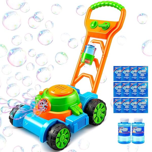 40% Limited Time Off on SLOOSH Bubble Lawn Mower Toddler Toys - Kids Bubble Machine Summer Outdoor Push Toy Games,