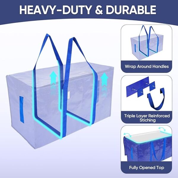 45% Limited Time Off On TICONN 6 Pack Extra Large Heavy Duty Moving Bags with Zippers & Carrying Handles - Image 5