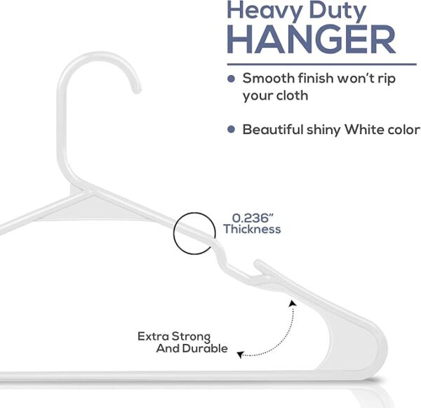 Utopia Home Plastic Hangers with Shoulder Grooves (White)  50 Pack - Image 4