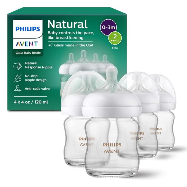 Philips Avent Natural Glass Baby Bottles with Natural Response Nipples - Image 2