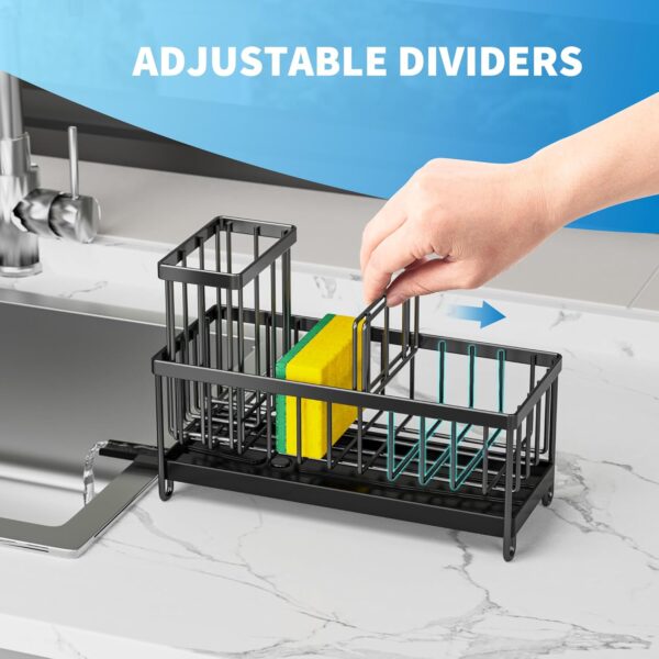 44% Limited Time Off on Cisily Black Sponge Holder for Kitchen Sink, Brush Holder, Kitchen Countertop etc. - Image 6