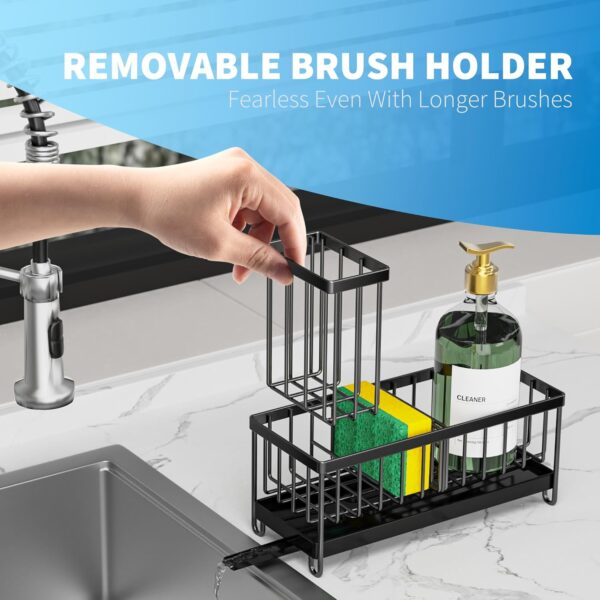 44% Limited Time Off on Cisily Black Sponge Holder for Kitchen Sink, Brush Holder, Kitchen Countertop etc. - Image 5