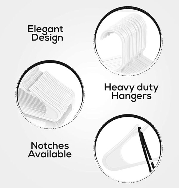 Utopia Home Plastic Hangers with Shoulder Grooves (White)  50 Pack - Image 3