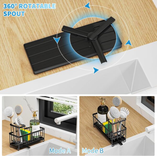 44% Limited Time Off on Cisily Black Sponge Holder for Kitchen Sink, Brush Holder, Kitchen Countertop etc. - Image 2
