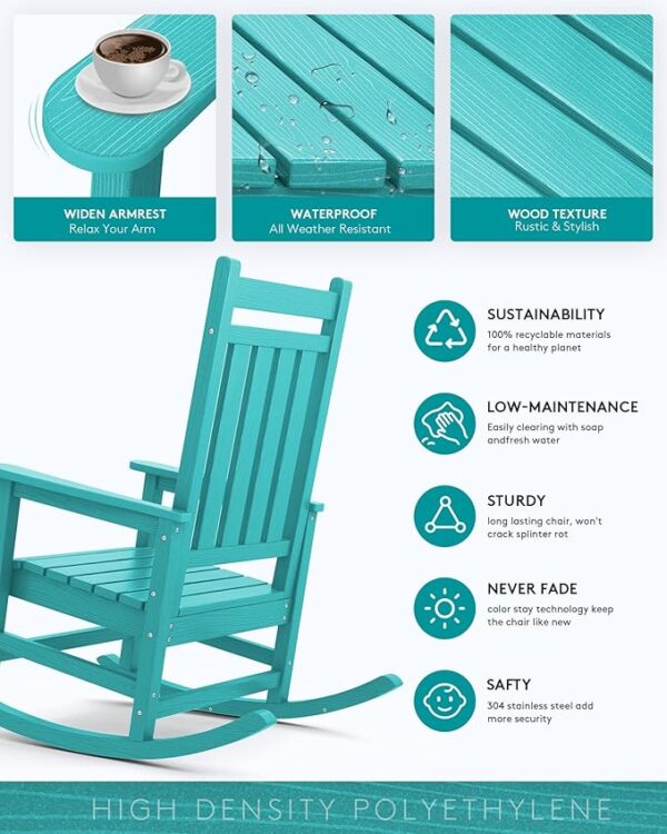 29% Limited Time Deal on Outdoor Rocking Chair Set of 2 for Lawn Garden, Aruba - Image 3
