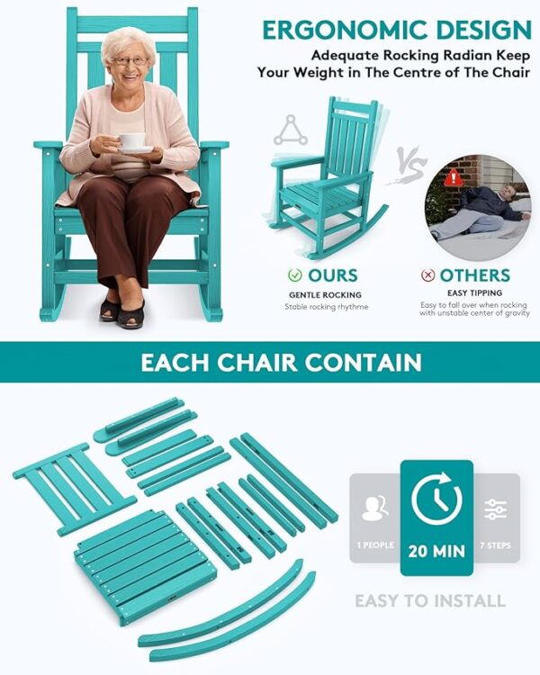 29% Limited Time Deal on Outdoor Rocking Chair Set of 2 for Lawn Garden, Aruba - Image 4