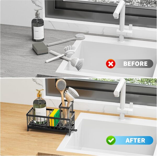 44% Limited Time Off on Cisily Black Sponge Holder for Kitchen Sink, Brush Holder, Kitchen Countertop etc. - Image 3
