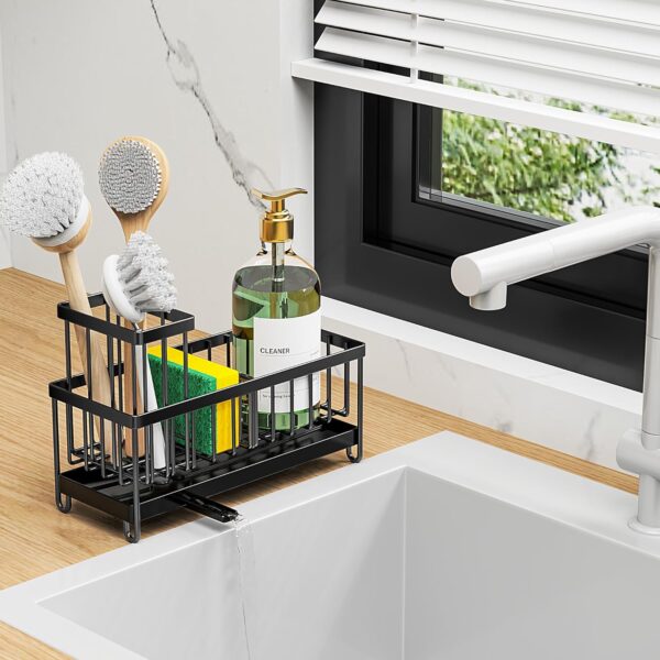 44% Limited Time Off on Cisily Black Sponge Holder for Kitchen Sink, Brush Holder, Kitchen Countertop etc. - Image 4