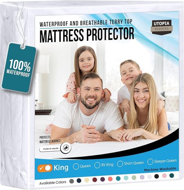 35% OFF ON Utopia Bedding Waterproof Mattress Protector King Size, Premium Terry Mattress Cover 200 GSM