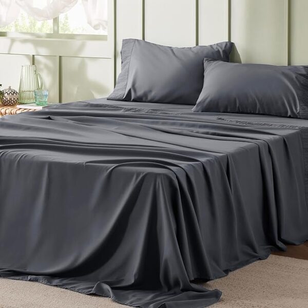 Bedsure King Size Sheets Set - 4 Pieces Soft King Sheets - Breathable & Cooling - Hotel Luxury